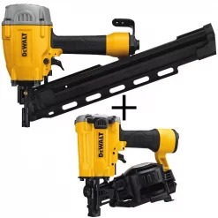 Nail Guns DEWALT Pneumatic 21° Collated Framing Nailer With Bonus Pneumatic 15° Coil Roofing Nailer