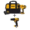 Nail Guns DEWALT 20-Volt MAX 16-Gauge Cordless Angled Nailer Kit With Bonus Bare 20-Volt MAX Cordless Compact Drill/Driver