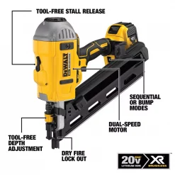 Nail Guns DEWALT 20-Volt MAX Lithium-Ion Cordless Brushless 2-Speed 30° Paper Collated Framing Nailer With 4Ah Battery And Charger -flashlights Shop unnamed file 168