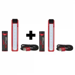 Handheld Spotlights Milwaukee 445 Lumens LED Rover Rechargeable Pocket Flood Light (2-Pack)