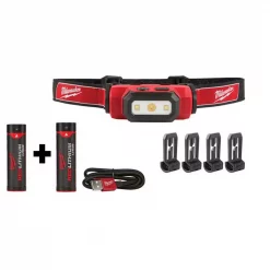 Headlamps Milwaukee 475 Lumens LED Rechargeable Hard Hat Headlamp W/ Extra REDLITHIUM USB Battery