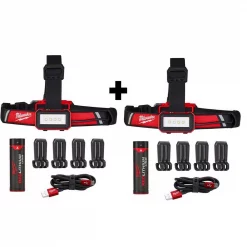 Headlamps Milwaukee 600 Lumens LED USB Rechargeable Low-Profile Hard Hat Headlamp (2-Pack)