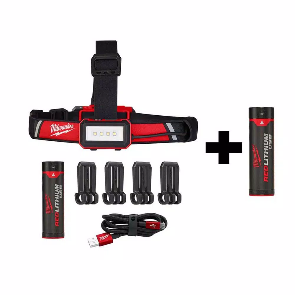 Headlamps Milwaukee 600 Lumens LED USB Rechargeable Low-Profile Hard Hat Headlamp W/ Extra REDLITHIUM USB Battery 1 Headlamps Milwaukee 600 Lumens LED USB Rechargeable Low-Profile Hard Hat Headlamp W/ Extra REDLITHIUM USB Battery