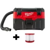 Wet & Dry Vacuums Milwaukee M18 18-Volt 2 Gal. Lithium-Ion Cordless Wet/Dry Vacuum W/ Extra Wet/Dry HEPA Filter