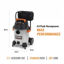 Wet & Dry Vacuums RIDGID 16 Gal. 6.5-Peak HP Stainless Steel Wet/Dry Shop Vacuum With Filter, Hose And Accessories -flashlights Shop unnamed file 2326