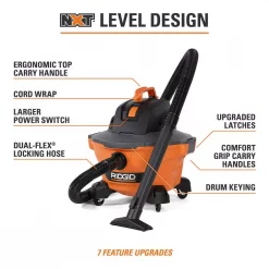 Wet & Dry Vacuums RIDGID 6 Gal. 3.5-Peak HP NXT Wet/Dry Shop Vacuum With Filter, Hose, Wands, Utility Nozzle, Crevice Tool And Dusting Brush -flashlights Shop unnamed file 2459