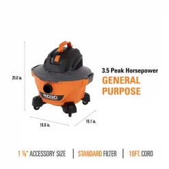 Wet & Dry Vacuums RIDGID 6 Gal. 3.5-Peak HP NXT Wet/Dry Shop Vacuum With Filter, Hose, Wands, Utility Nozzle, Crevice Tool And Dusting Brush -flashlights Shop unnamed file 2460