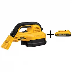 Wet & Dry Vacuums DEWALT 20-Volt MAX Lithium-Ion 1/2 Gal. Wet/Dry Portable Vacuum (Tool-Only) With 2Ah Battery