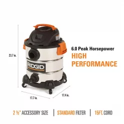Wet & Dry Vacuums RIDGID 10 Gal. 6.0-Peak HP Stainless Steel Wet/Dry Shop Vacuum With Filter, Dust Bags, Hose And Accessories -flashlights Shop unnamed file 2567