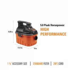 Wet & Dry Vacuums RIDGID 4 Gal. 5.0-Peak HP Portable Wet/Dry Shop Vacuum With Filter, Dust Bag, Locking Hose And Car Nozzle -flashlights Shop unnamed file 2786