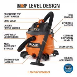 Wet & Dry Vacuums RIDGID 14 Gal. 6.0-Peak HP NXT Wet/Dry Shop Vacuum With Filter, Hose And Accessories -flashlights Shop unnamed file 2841