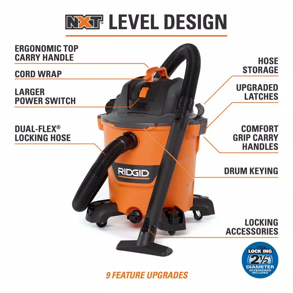 Wet & Dry Vacuums RIDGID 12 Gal. 5.0-Peak HP NXT Wet/Dry Shop Vacuum With Filter, Hose, Accessories, Pump Accessory And Wet Application Filter 3 Wet & Dry Vacuums RIDGID 12 Gal. 5.0-Peak HP NXT Wet/Dry Shop Vacuum With Filter, Hose, Accessories, Pump Accessory And Wet Application Filter - Image 3