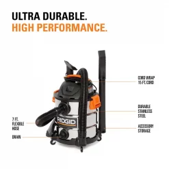 Wet & Dry Vacuums RIDGID 10 Gal. 6.0-Peak HP Stainless Steel Wet/Dry Shop Vacuum With Filter, Hose And Accessories -flashlights Shop unnamed file 2946