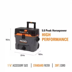 Wet & Dry Vacuums RIDGID 10 Gal. 5.0-Peak HP ProPack Plus Wet/Dry Shop Vacuum With Filter, Expandable Hose And Accessories -flashlights Shop unnamed file 3019