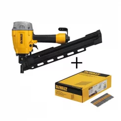 Nail Guns DEWALT Pneumatic 21-Degree Collated Framing Nailer With Bonus 3 In. X 0.131 In. Metal Framing Nails (2000-Pack)