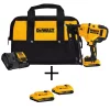 Nail Guns DEWALT Cordless 20-Volt Max 16-Gauge Angled Finish Nailer Kit With Bonus 20-Volt MAX XR Lithium-Ion 2.0Ah Battery 2-Pack
