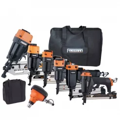 Nail Guns Freeman Complete Pneumatic Nail Gun Combo Kit With 21-Degree Framing Nailer And Finish Nailers, Bags, And Fasteners (9-Piece)