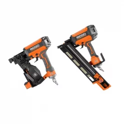 Nail Guns RIDGID 21° 3-1/2 In. Round-Head Framing Nailer And 15° 1-3/4 In. Coil Roofing Nailer